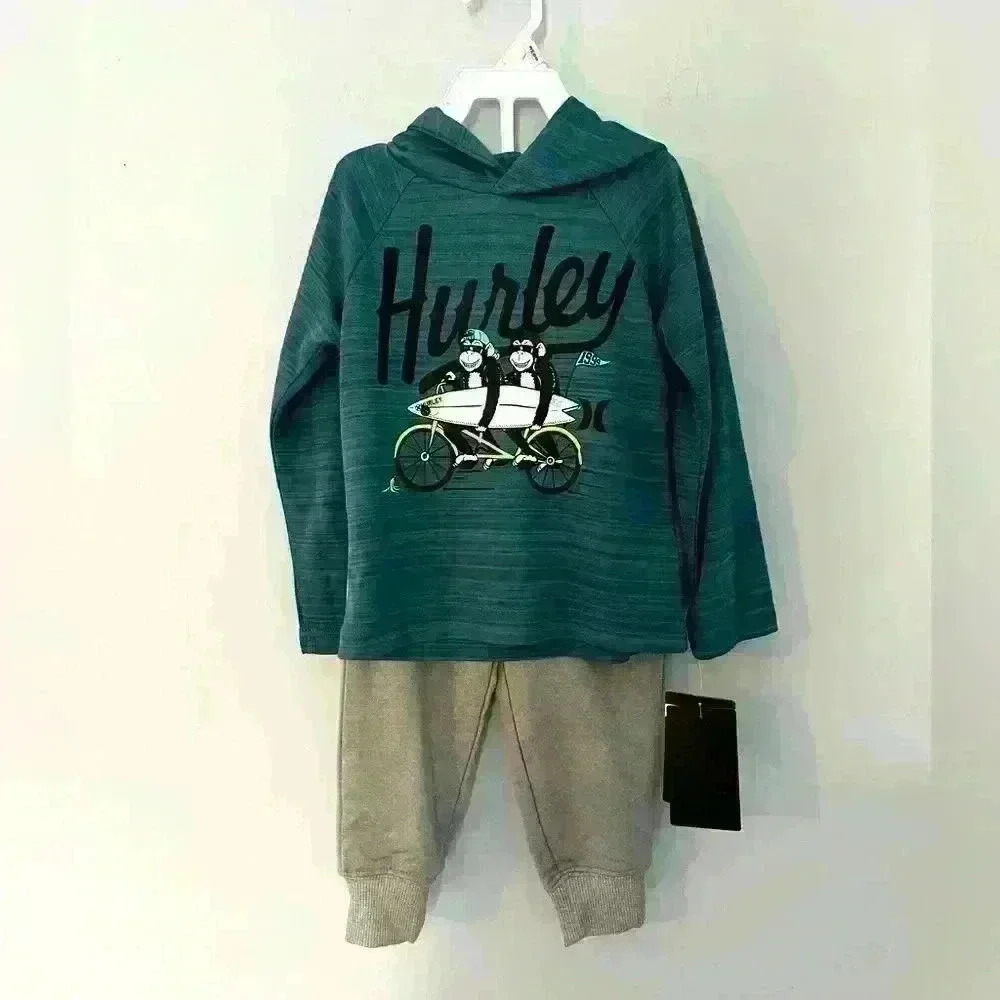 Hurley Long Sleeve Hooded Top and Jogger Pants 2-piece Outfit Set Size 2T NWT